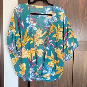 Vibrant Floral Kimono Blouse